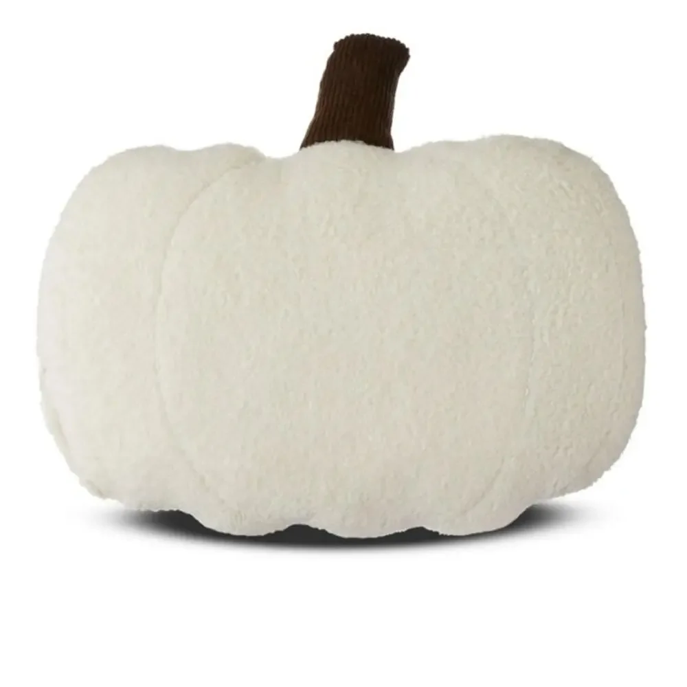 Set of 2 Fall Harvest Off White Plush Pumpkin Couch Throw Pillows